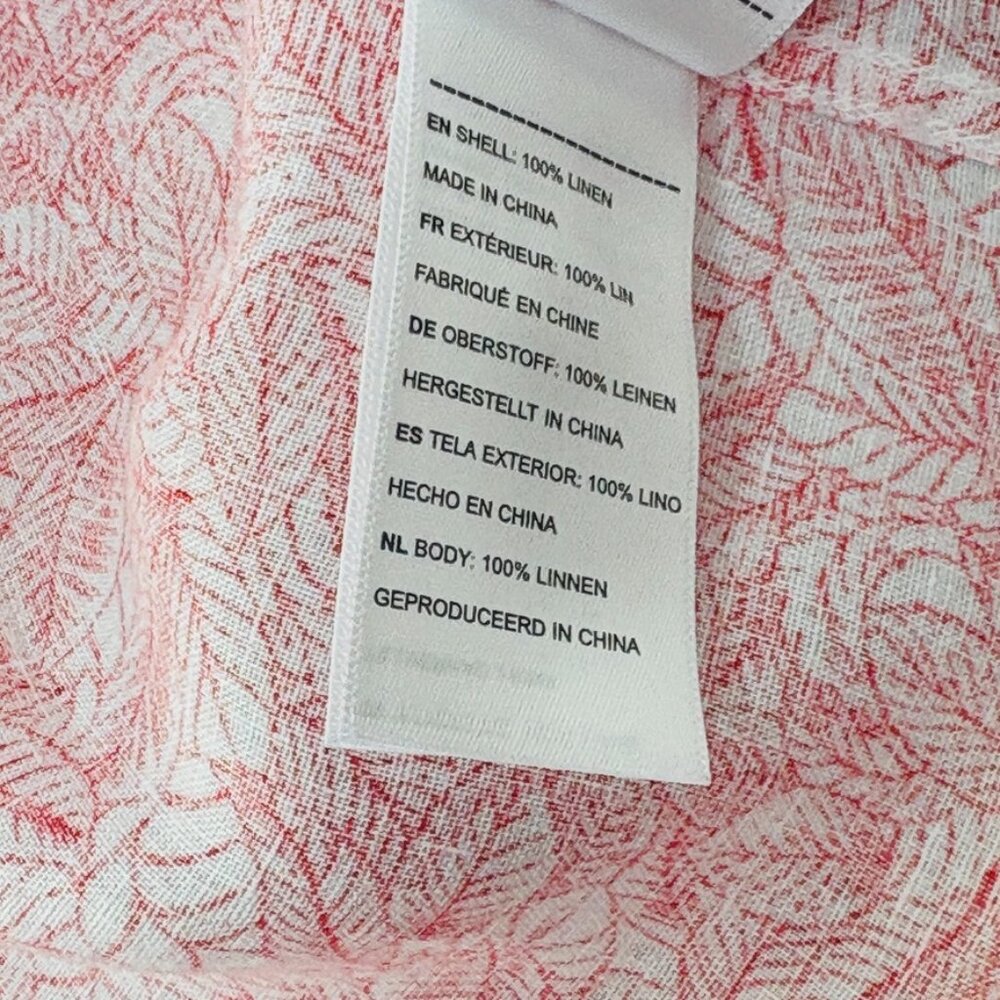 UNTUCKit Hawaiian 100% Linen Shirt Red Tropical Print Short Sleeve Sz L Vacation - Picture 6 of 8